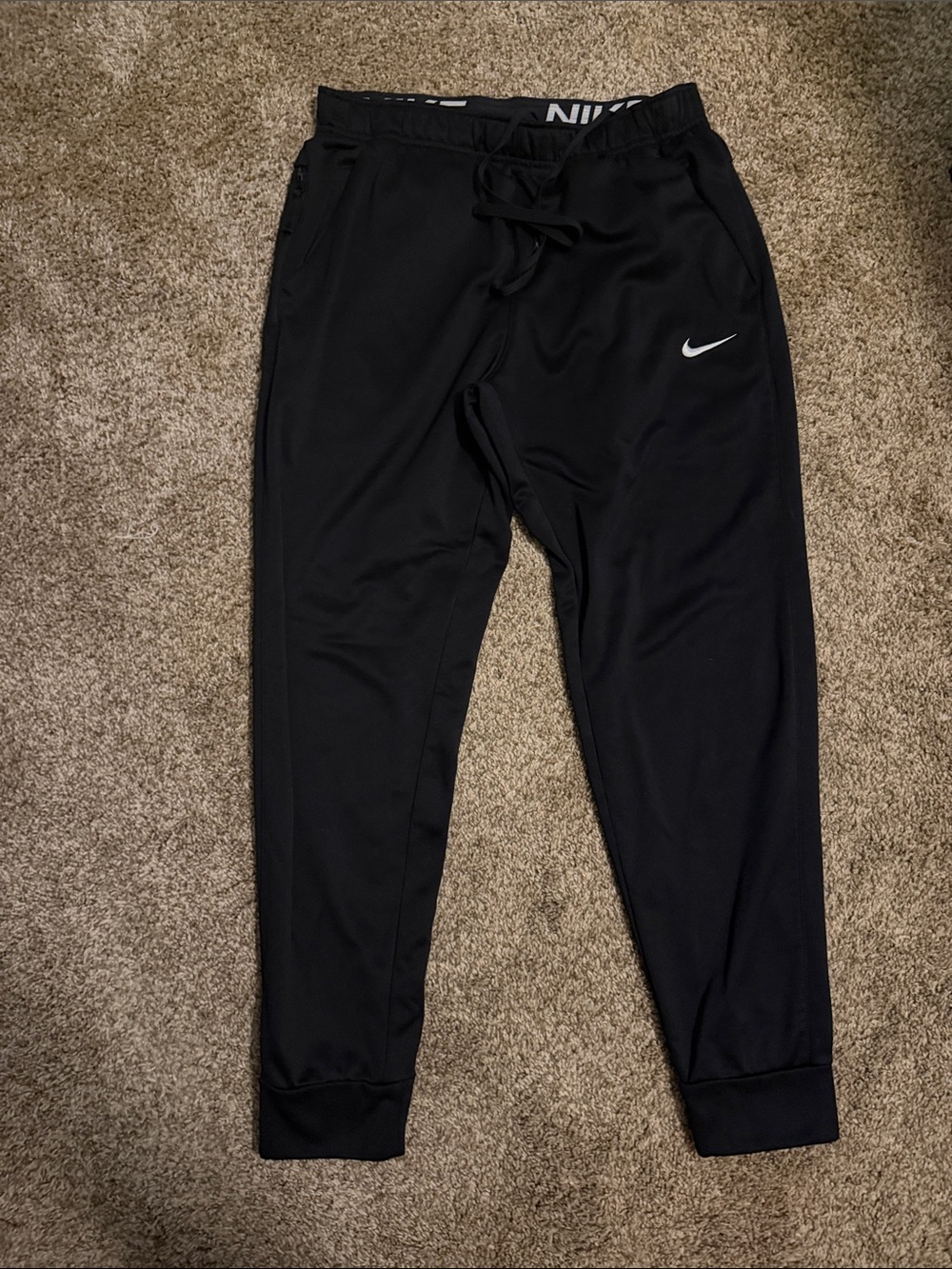 Nike Black Women's Track Joggers with White Swoosh Therma-fit